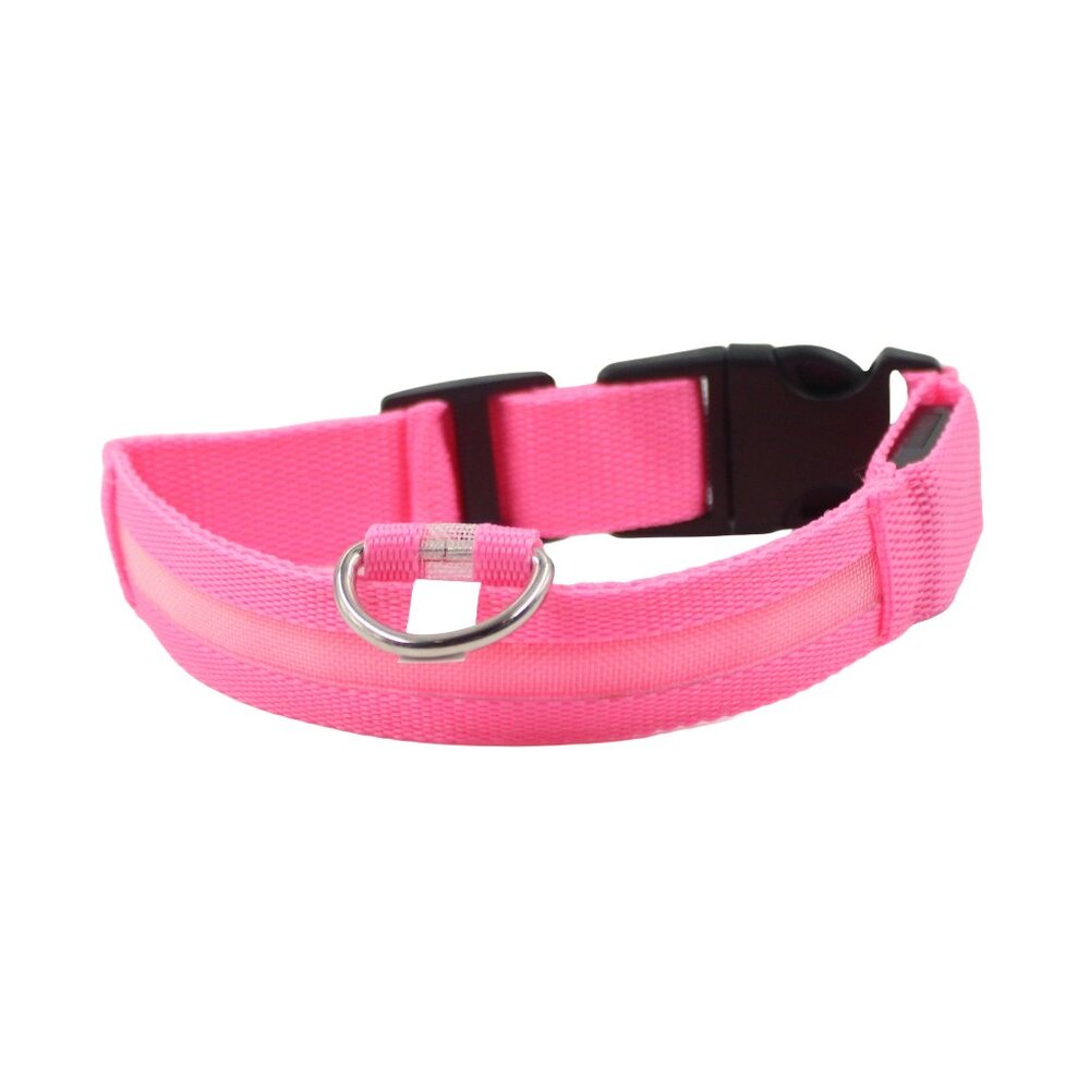 Large Pink Adjustable Glow-In-The-Dark Dog Collar